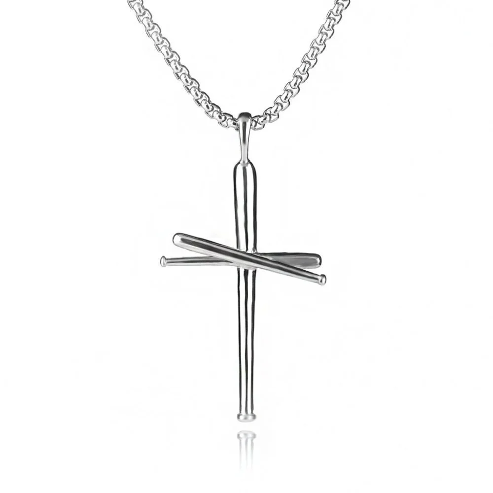 ❤️Punk rivet nail cross couple pendant necklace for women/men, N90201P218